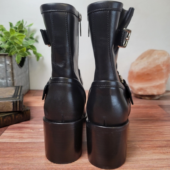 Aquatalia Billina Combo Moto Women's Black leather ankle boots - Picture 5 of 11